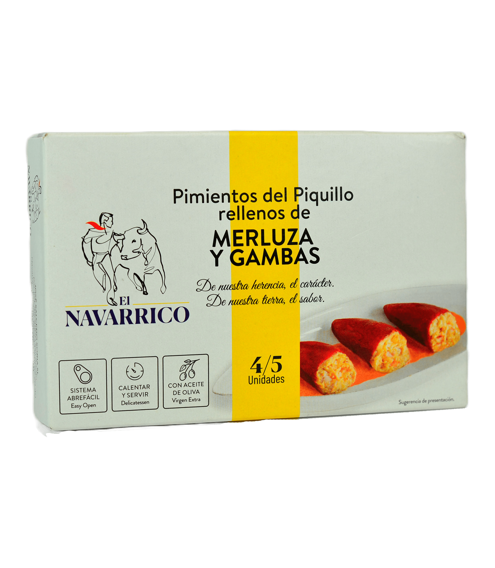 Pimientos del Piquillo rellenos de Merluza y Gambas Conservas El Navarrico